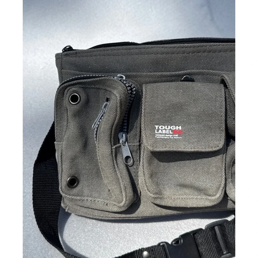 Tough Label Canvas Utility Bag Durable Olive Multi Pocket Tool Tactical 11